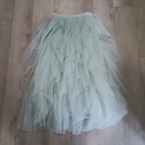 Green Tiered A-Line Midi Skirt for Prom